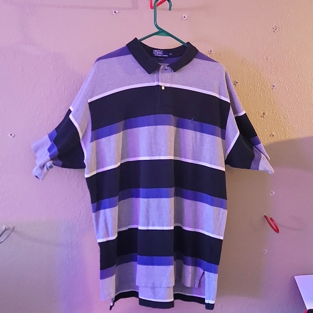 Men's XXL Ralph Lauren SS Polo Shirt Grey Black White Purple Original Fit